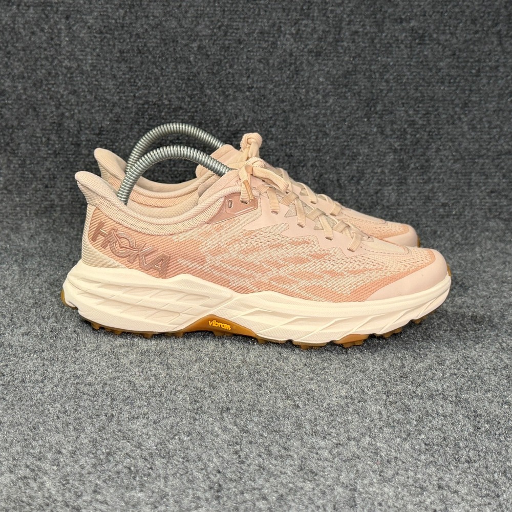 Hoka Speedgoat 5 Trail Running Shoes Womens 7.5 Cream Sandstone Athletic Sneaker